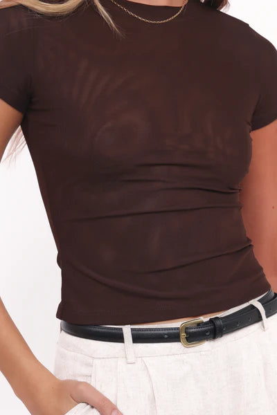 Mesh Tee in Brown